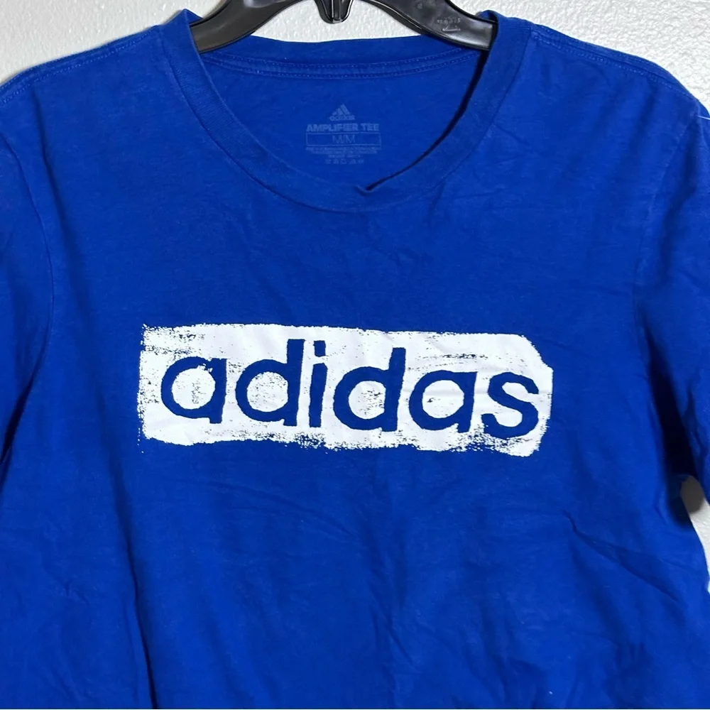 Adidas Men Blue Amplifier Tee Graphic‎ Logo Crew Neck size M